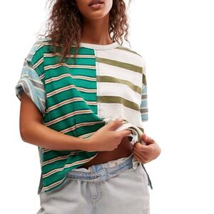 Free People Get Real Stripe Oversized Shirt